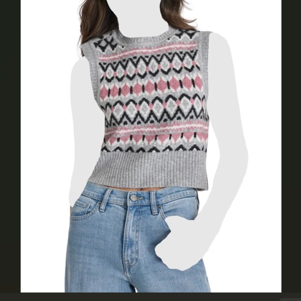 DKNY Jeans Women's Fairisle Sweater Vest new without tags the tag is cut off